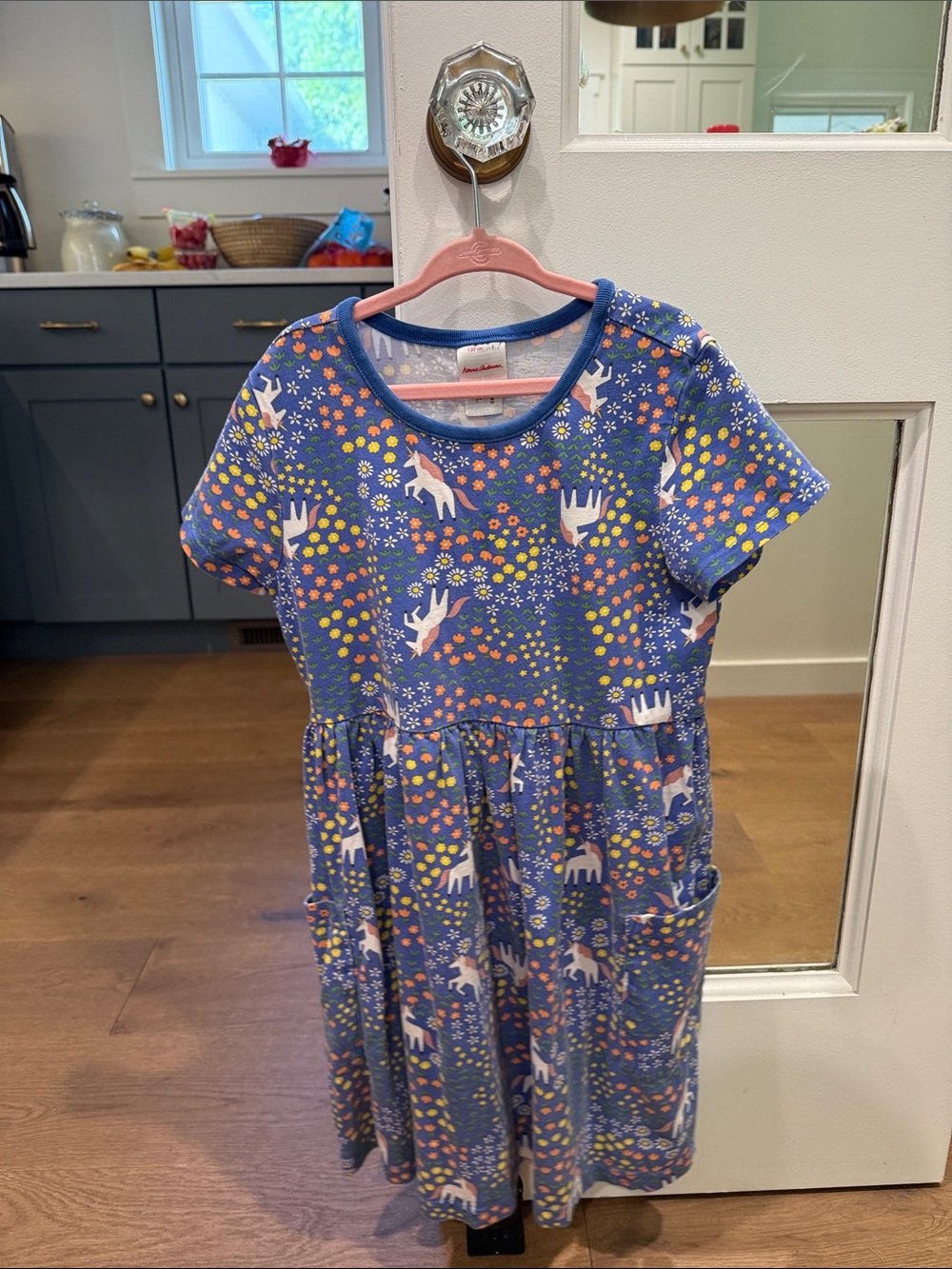 Hanna Andersson Blue Unicorn & Floral Pocket Dress